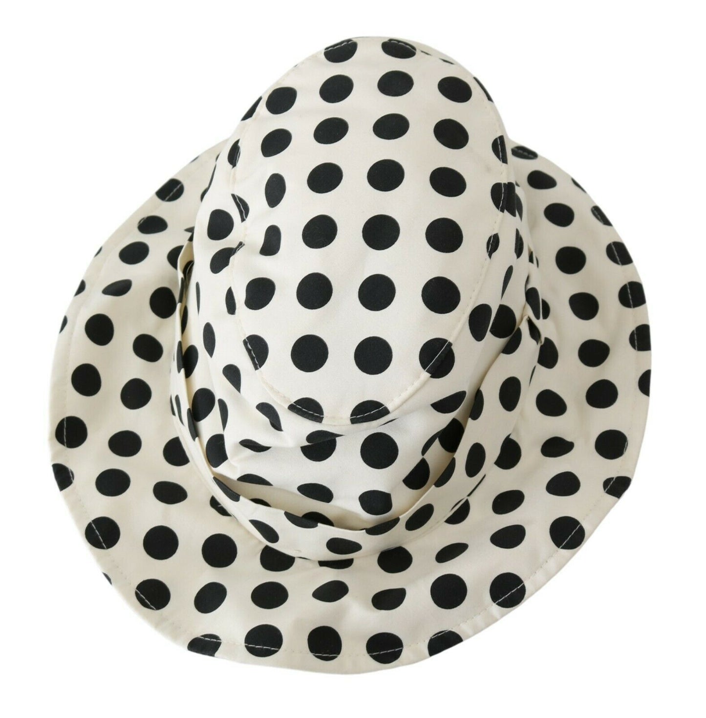Dolce & Gabbana Weißer Trilby-Hut aus 100 % Baumwolle mit Polka-Dot-Design