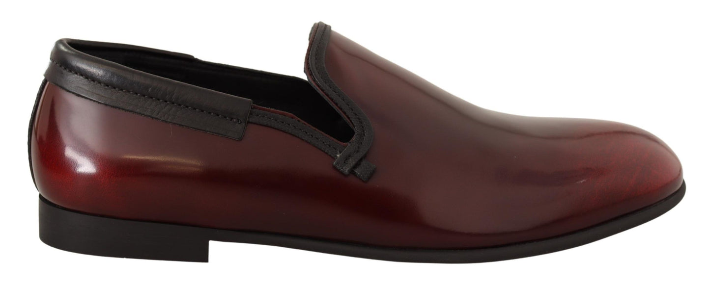 Dolce & Gabbana Bordeaux Lackleder Kleid Loafers Schuhe