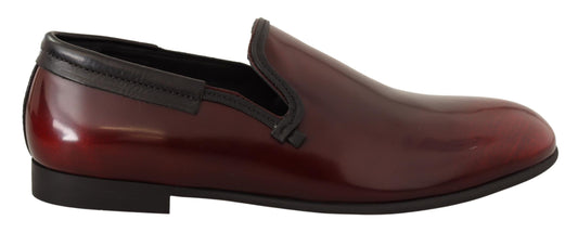 Dolce & Gabbana Bordeaux Lackleder Kleid Loafers Schuhe
