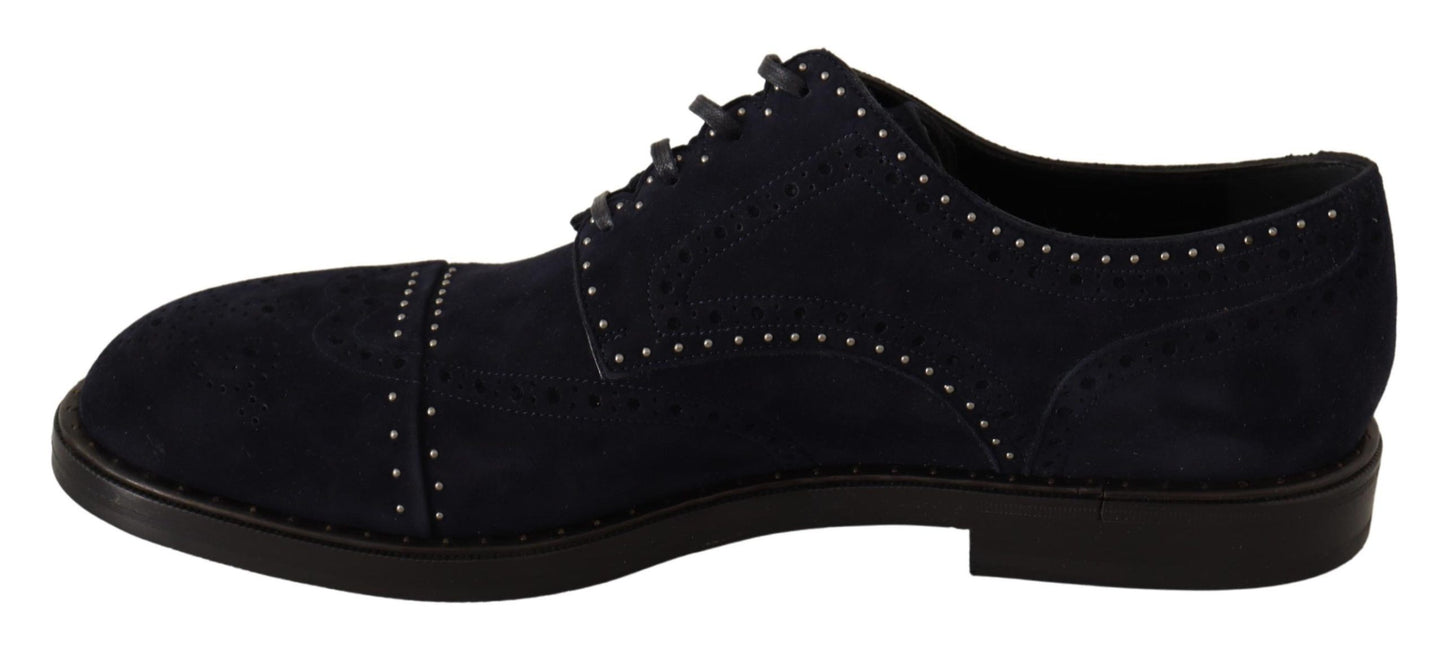 Dolce & Gabbana Blaue Derby-Schuhe aus Wildleder mit Nieten