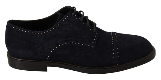 Dolce & Gabbana Blaue Derby-Schuhe aus Wildleder mit Nieten