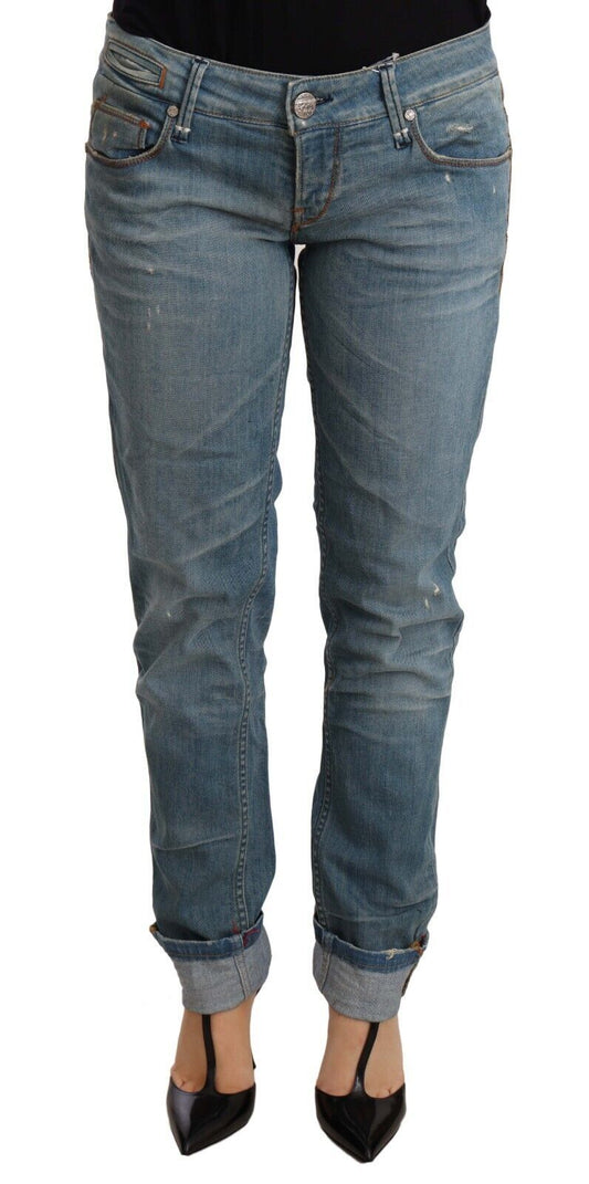 Acht Blau Washed Cotton Folded Hem Women Hose