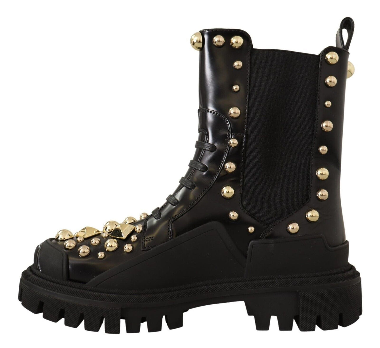 Dolce & Gabbana Schwarze Nietenstiefel aus Leder