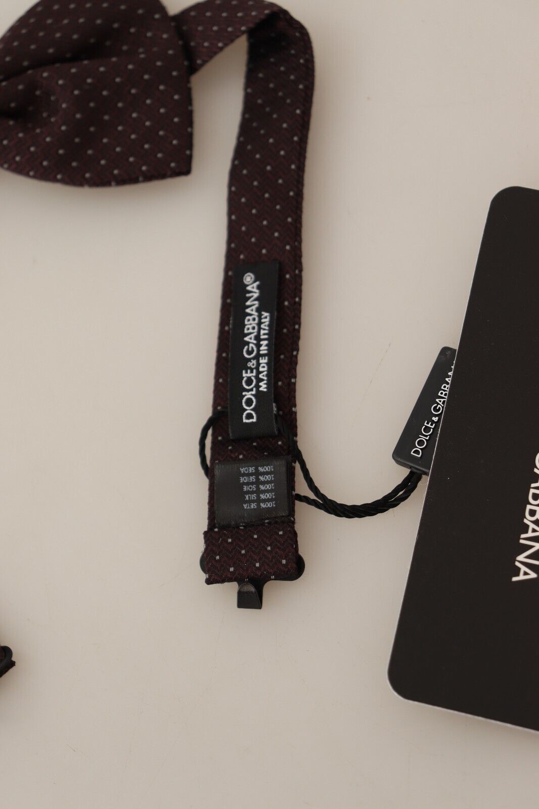 Dolce & Gabbana Braun gepunktete Seiden-Papillon-Fliege mit verstellbarem Hals