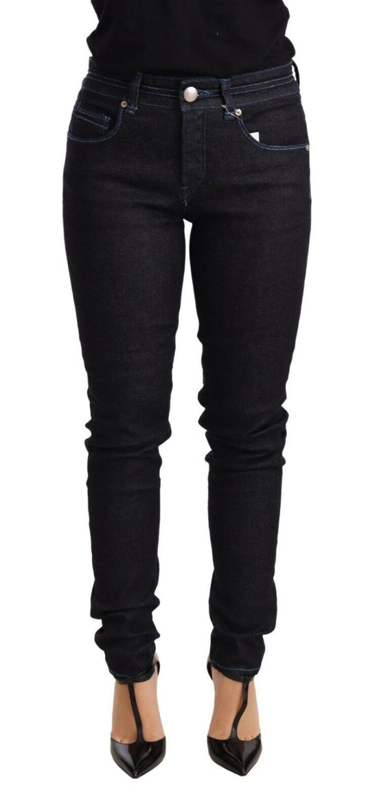 Acht Blaue Baumwolle mit niedriger Taille Slim Fit Denim Damen Hosenjeans
