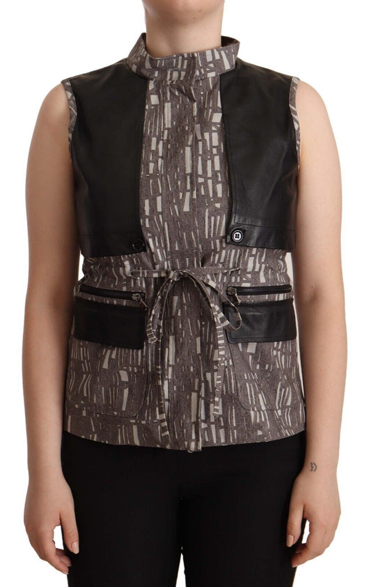 Comeforbreakfast Braun Schwarz Weste Leder Ärmelloses Top Bluse