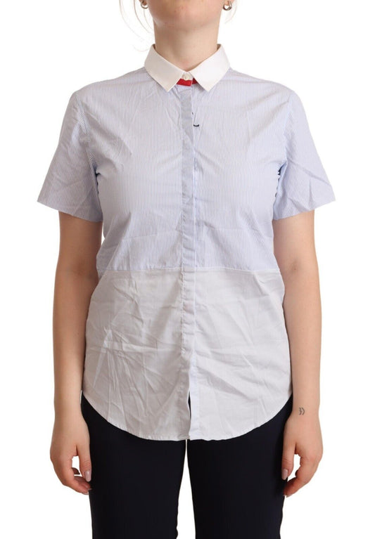 AGLINI Hellblaues Baumwoll-Poloshirt mit kurzen Ärmeln und Kragen
