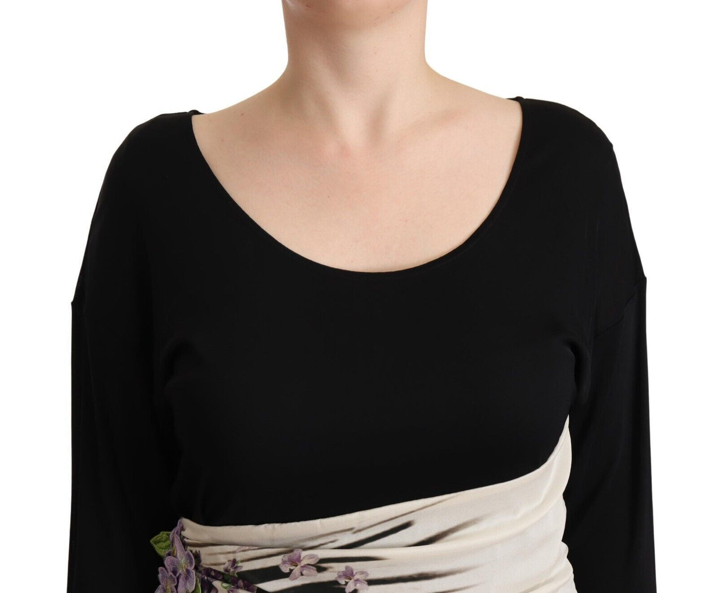 Roberto Cavalli Schwarzsilbernes knielanges Etuikleid