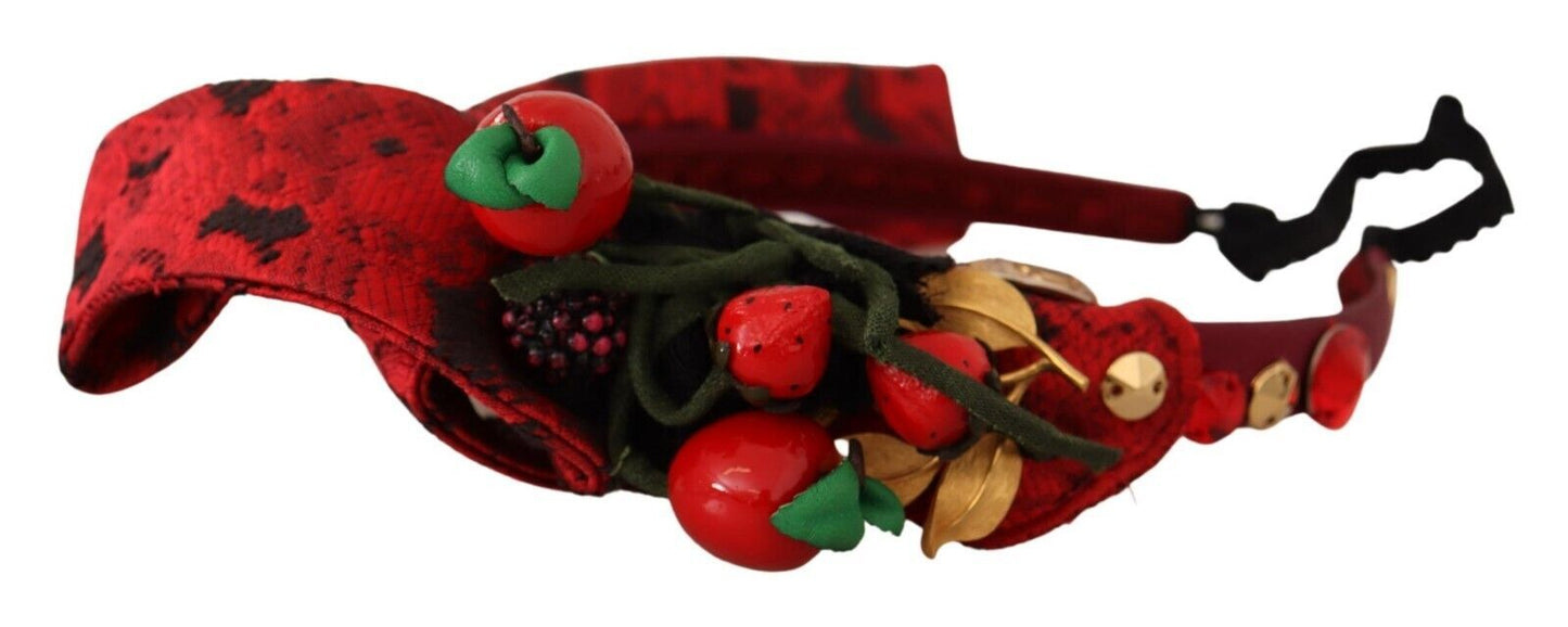 Dolce & Gabbana Rote Tiara Beere Frucht Kristall Schleife Haar Diadem Stirnband