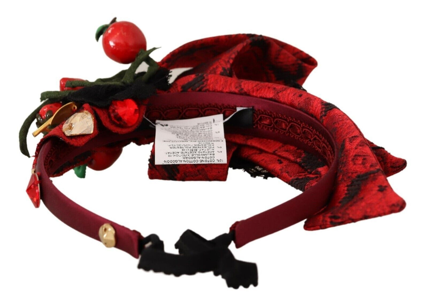 Dolce & Gabbana Rote Tiara Beere Frucht Kristall Schleife Haar Diadem Stirnband