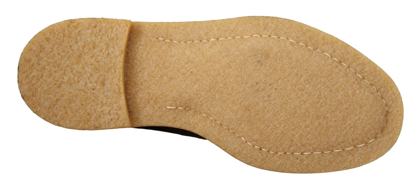 Dolce & Gabbana Exotische Lederstiefel aus braunem Samt