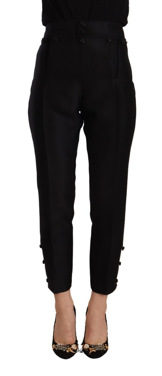 Dsquared² Schwarze Wollhose mit hoher Taille und schmaler Hose