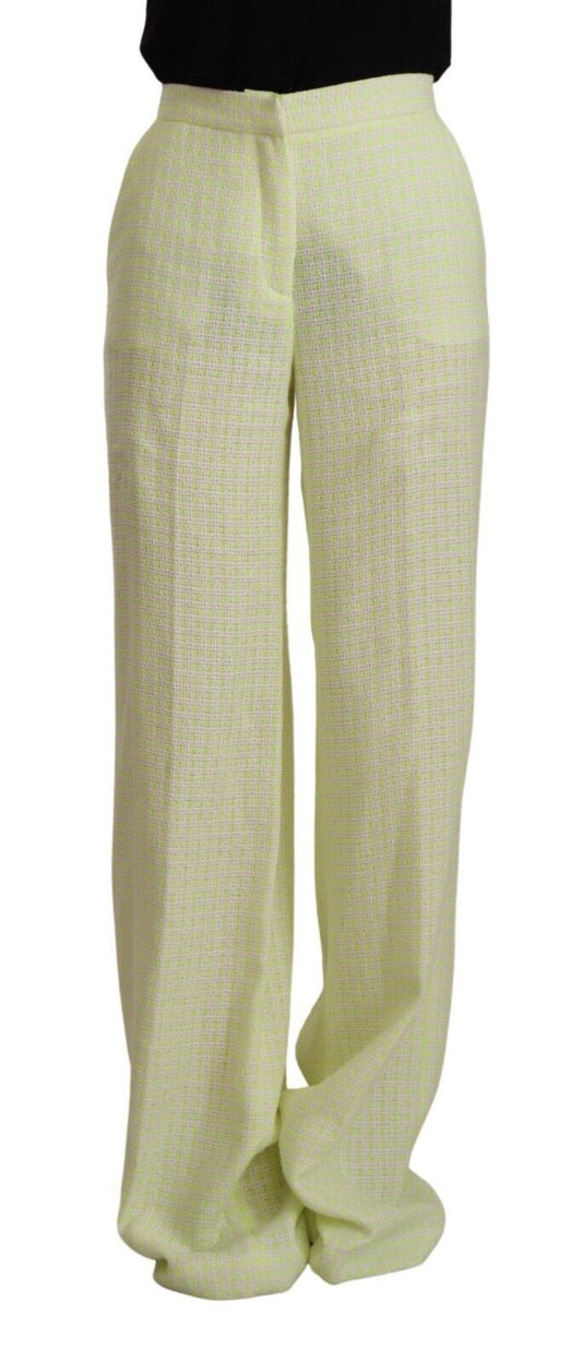 MSGM Gelb-Grün Baumwolle Hohe Taille Gerade Lange Hose