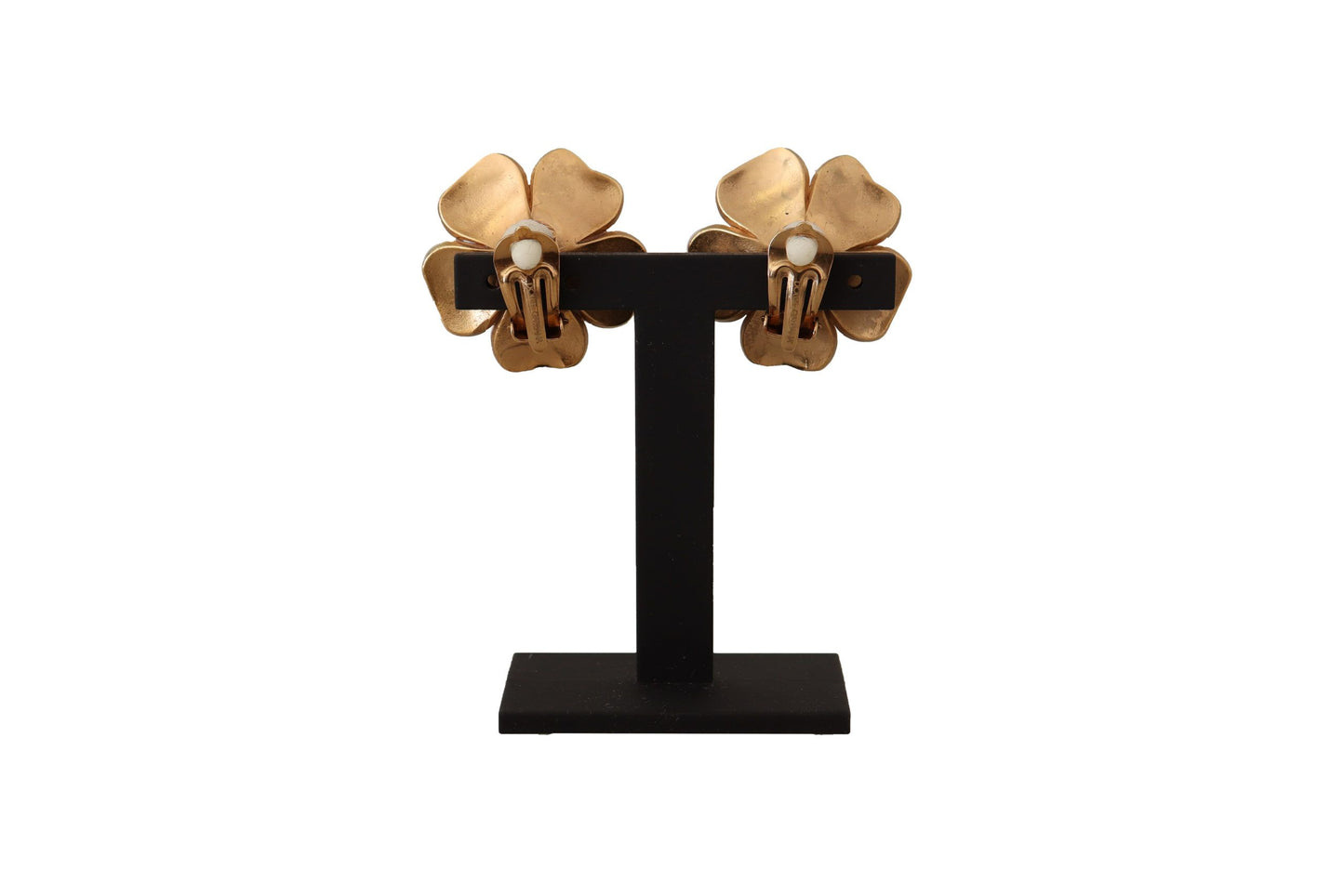 Dolce & Gabbana Goldfarbene Maxi Faux Pearl Floral Clip-on-Schmuck-Ohrringe