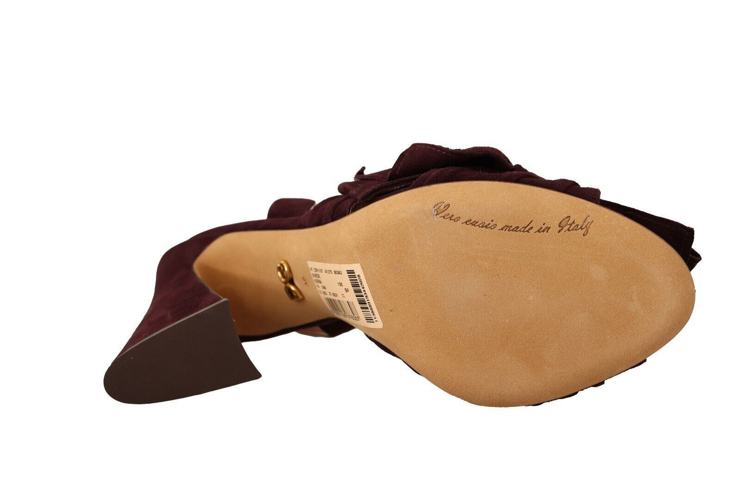 Dolce & Gabbana Dunkellila Wildleder Riemchensandalen Schuhe