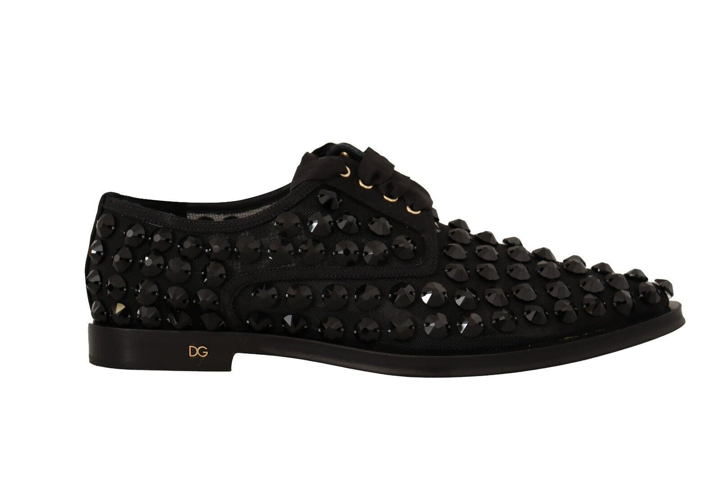 Dolce & Gabbana Schwarze Schnürschuhe mit Nieten Formal Flats Schuhe
