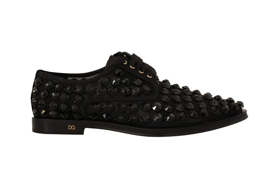Dolce & Gabbana Schwarze Schnürschuhe mit Nieten Formal Flats Schuhe