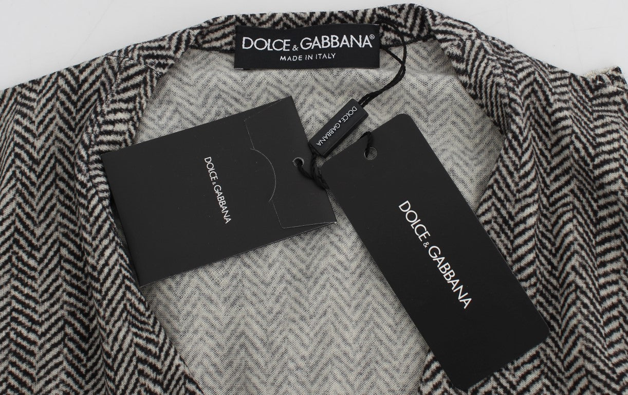 Dolce & Gabbana Schwarz-Weißes Wolltop Strickjacke Pullover