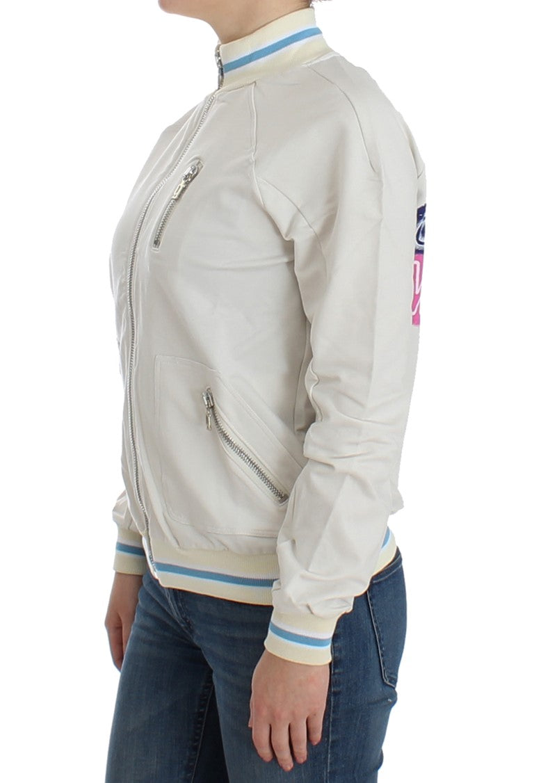 John Galliano Weißer Mock Zip Cardigan Sweatshirt Pullover
