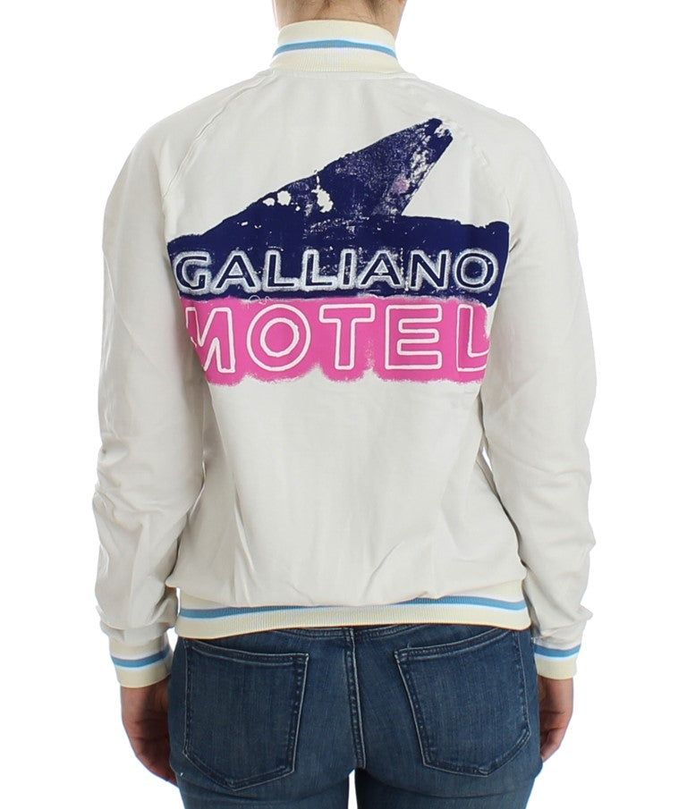 John Galliano Weißer Mock Zip Cardigan Sweatshirt Pullover