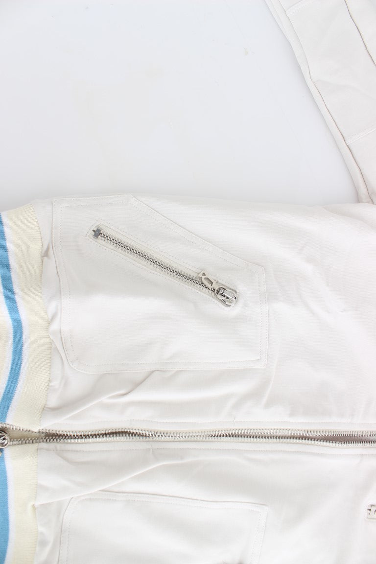 John Galliano Weißer Mock Zip Cardigan Sweatshirt Pullover