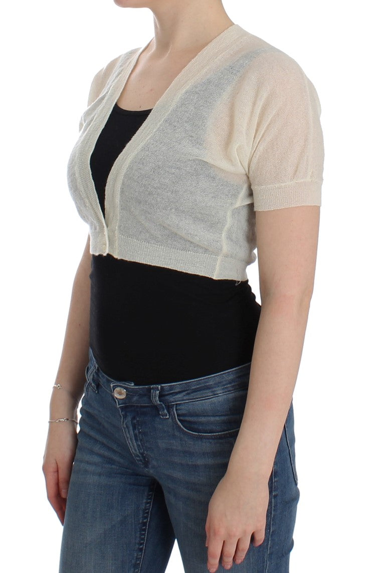 Ermanno Scervino Weißer Woll-Cardigan-Pullover