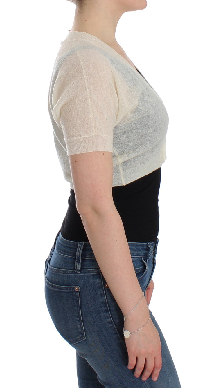 Ermanno Scervino Weißer Woll-Cardigan-Pullover