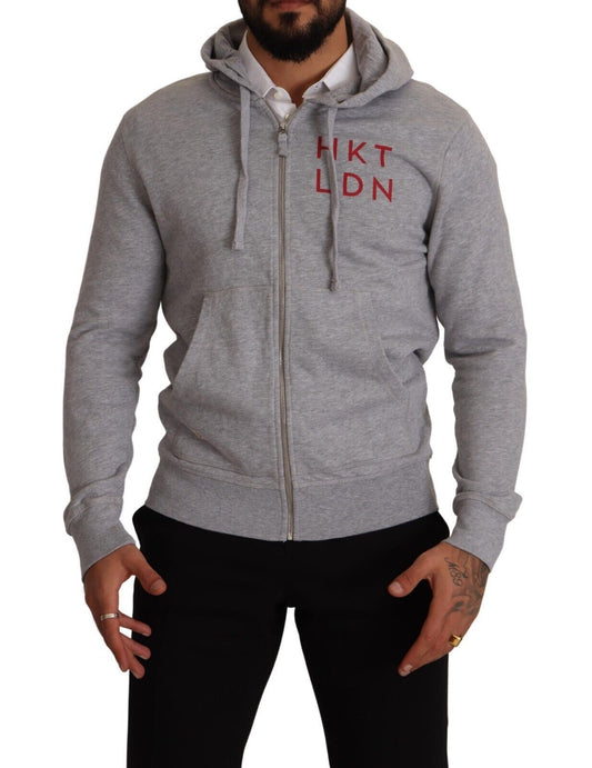 Hackett Graues Baumwoll-Sweatshirt mit Kapuze und Reißverschluss Pullover