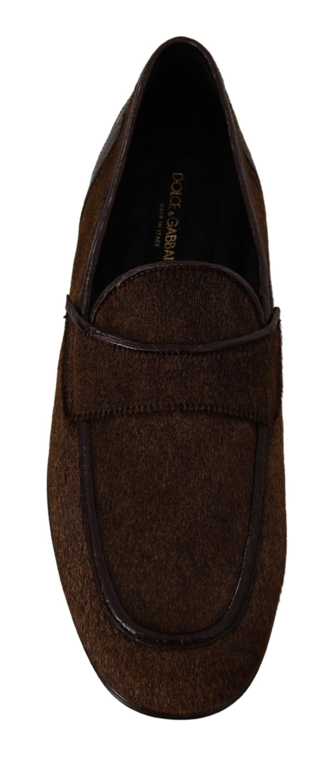 Dolce & Gabbana Schuhe Kleid Loafers Braun Leder Slip Schuhe