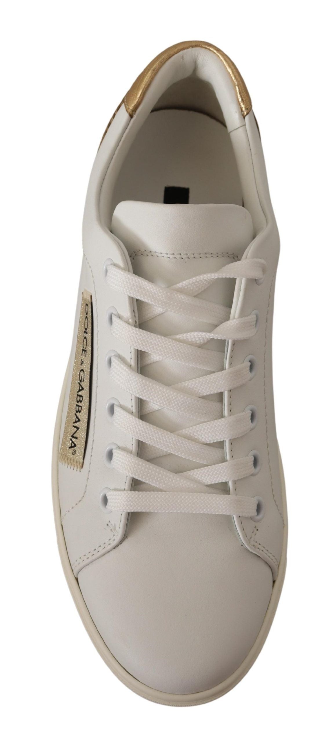 Dolce & Gabbana Weißgoldene Leder-Low-Top-Sneakers