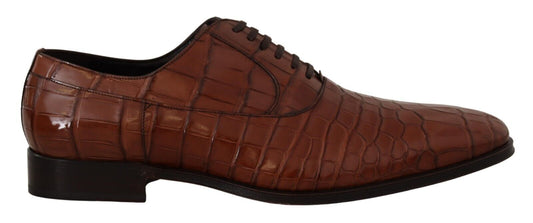Dolce & Gabbana Braunes Krokodilleder Herren Derby Schuhe