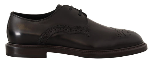 Dolce & Gabbana Schwarzes Leder Kleid Formelle Derby Schuhe