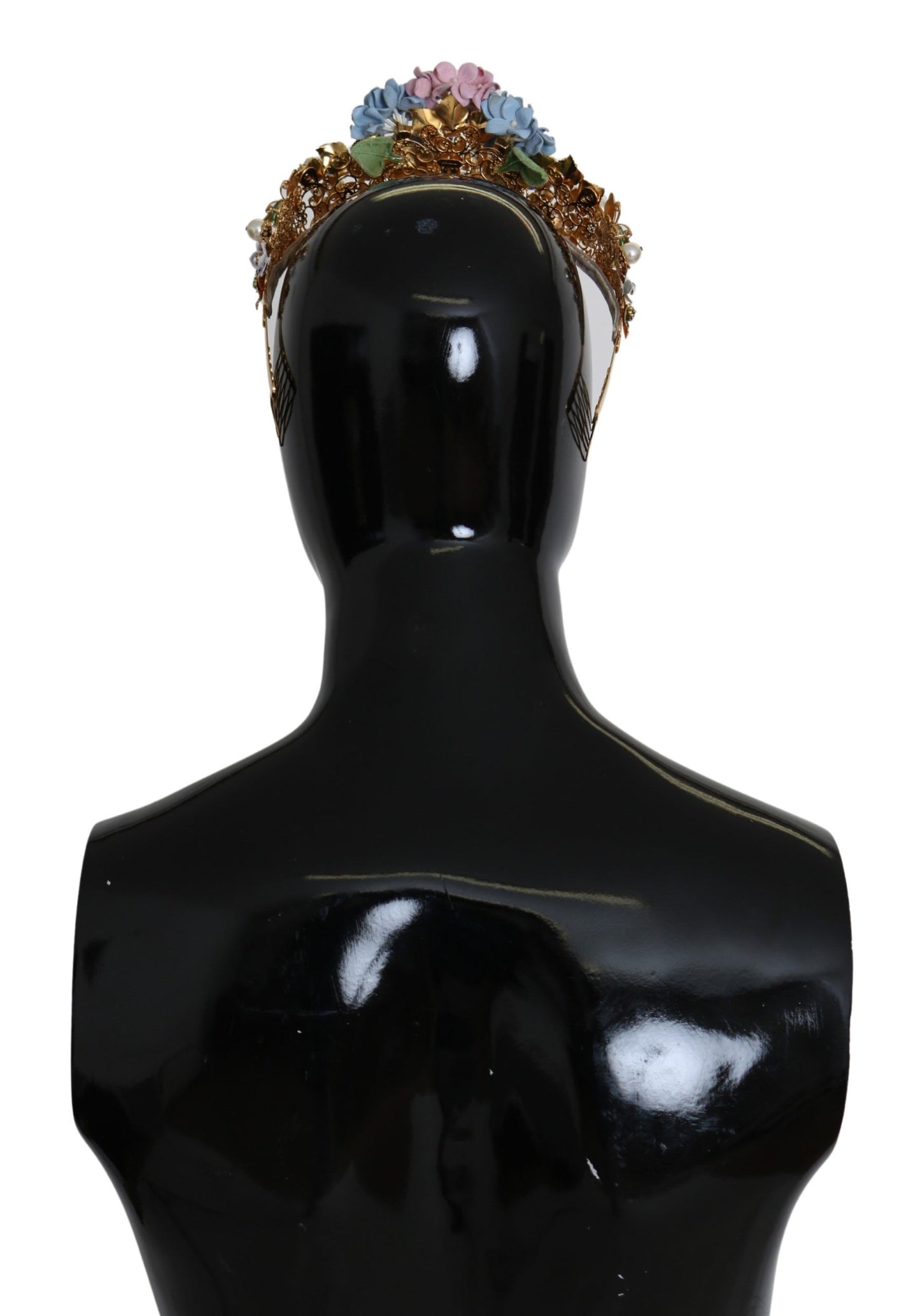 Dolce & Gabbana Gold Kristall Lila Hortensia Stirnband Krone Diadem