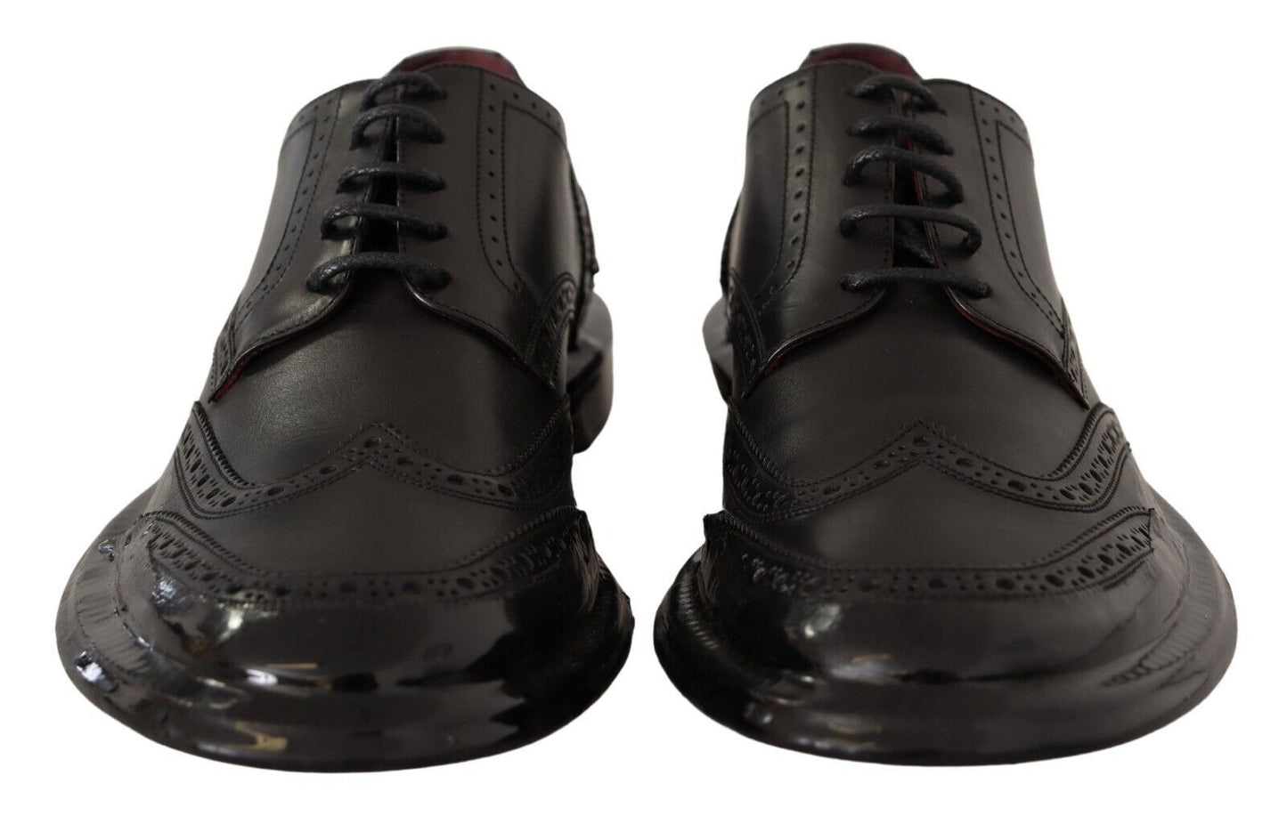 Dolce & Gabbana Schwarze Leder Oxford Wingtip Formelle Derby Schuhe