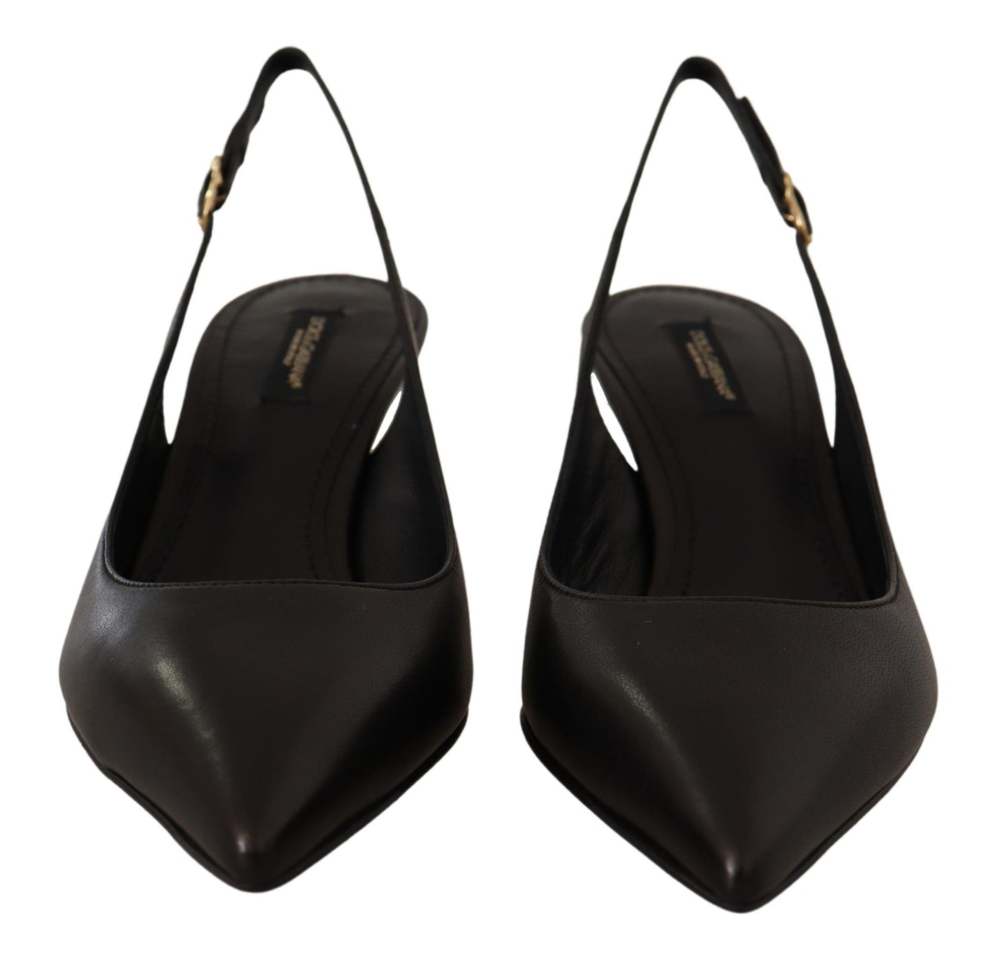 Dolce & Gabbana Schwarz Leder Slingbacks Heels Pumps Schuhe