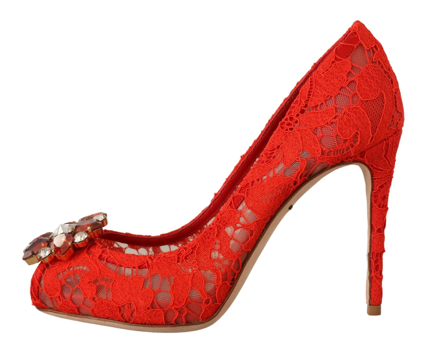 Dolce & Gabbana Rote Taormina Spitze Kristall Heels Pumps