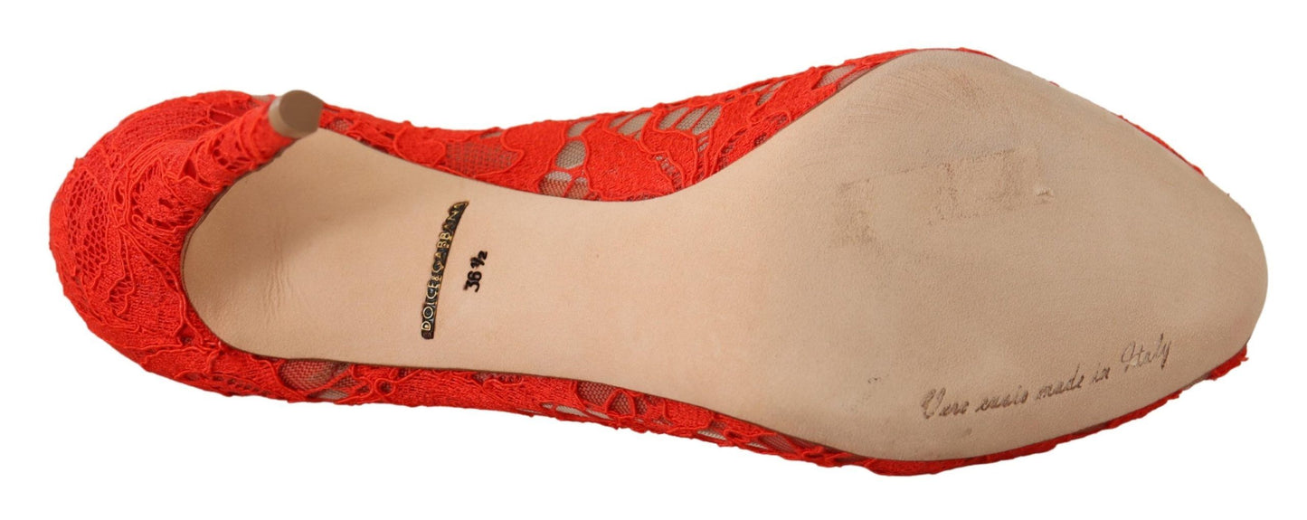 Dolce & Gabbana Rote Taormina Spitze Kristall Heels Pumps