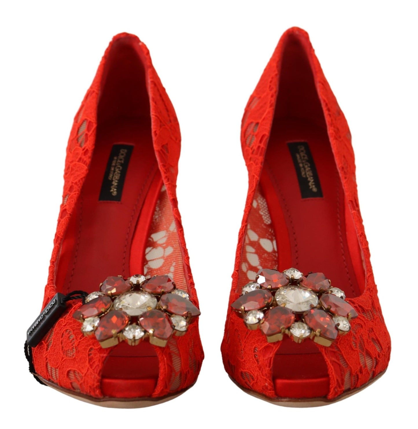 Dolce & Gabbana Rote Taormina Spitze Kristall Heels Pumps