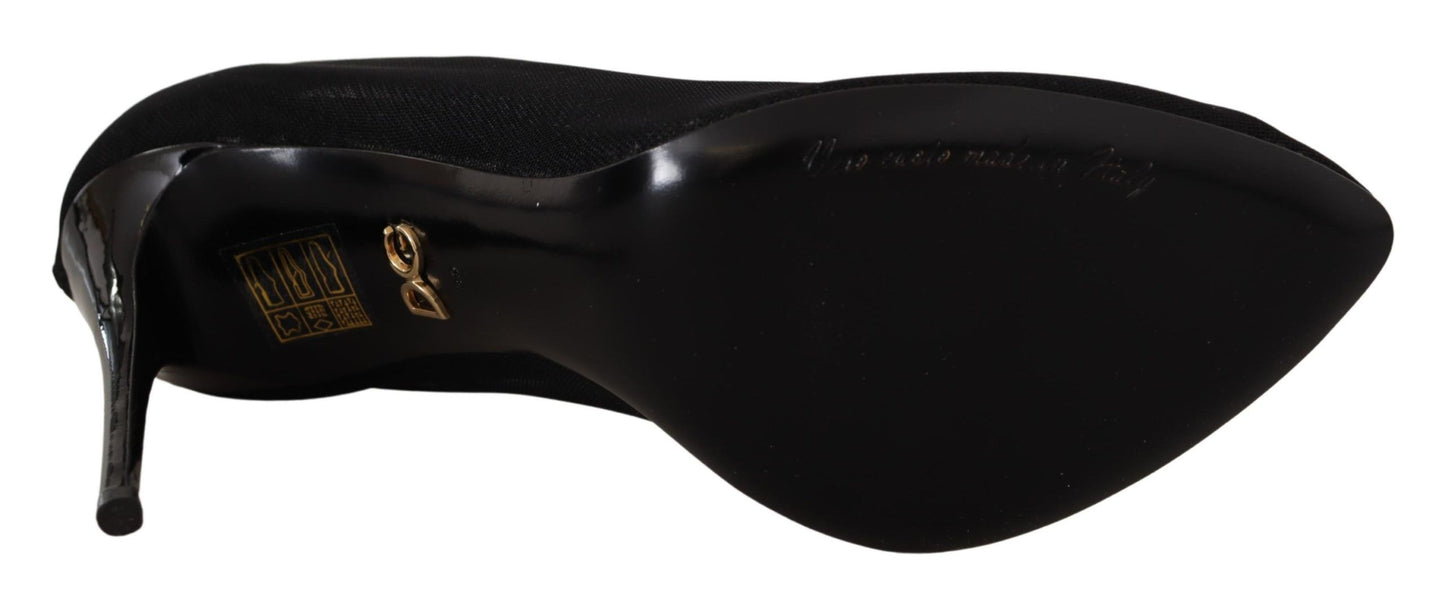 Dolce & Gabbana Schwarz Tüll Stretch Stiefel Pumps Schuhe