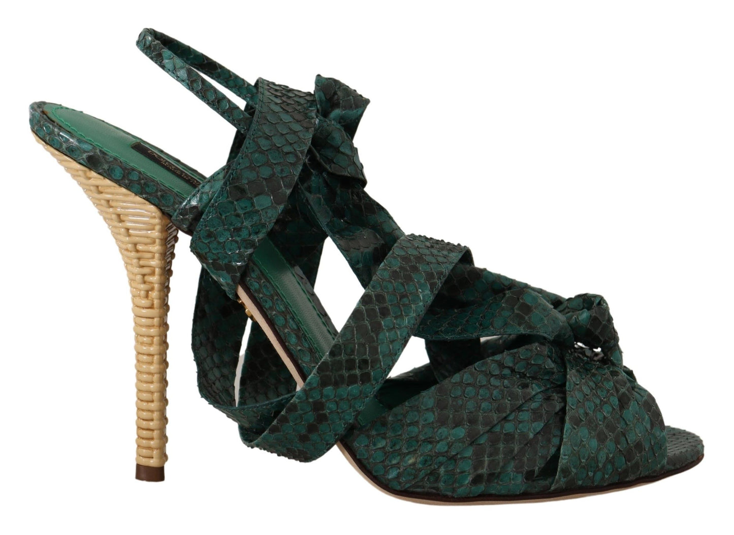 Dolce & Gabbana Grün Python Riemchen Sandalen Heels Schuhe