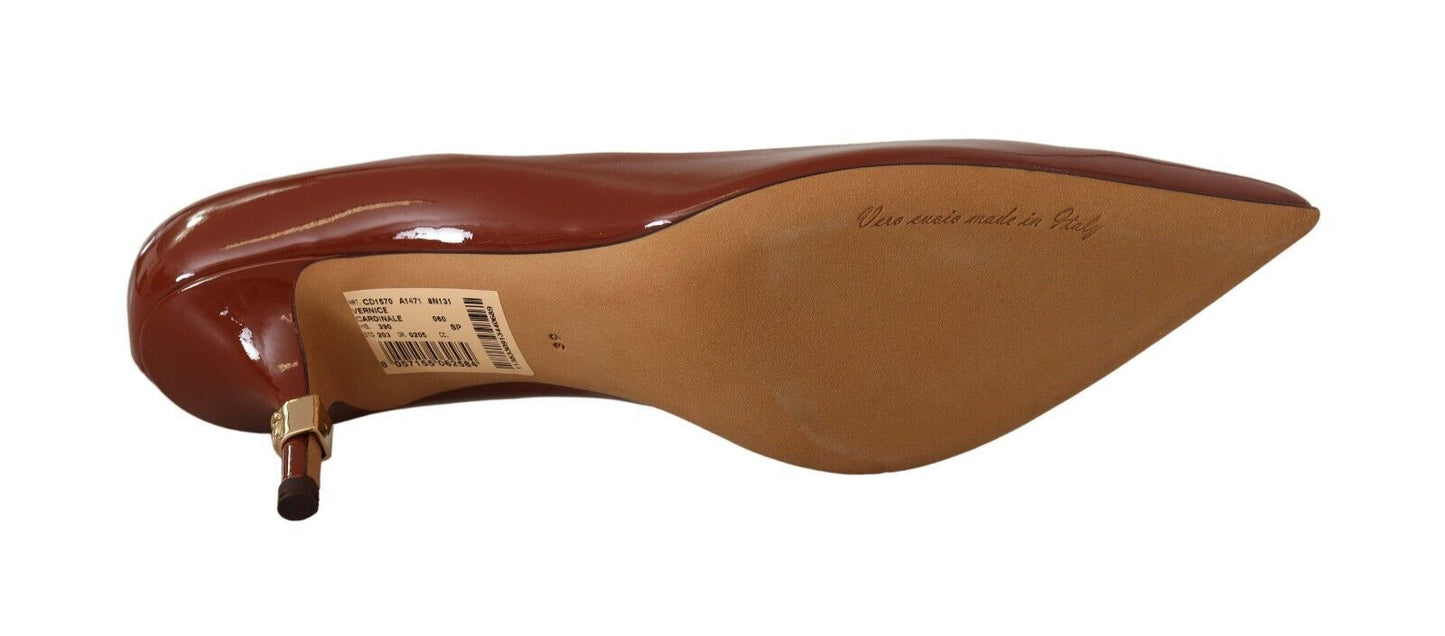 Dolce & Gabbana Braun Kitten Heels Pumps Lackleder Schuhe