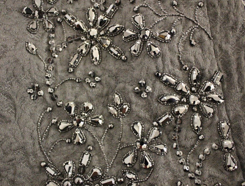 Dolce & Gabbana Schwarzer Kristall Handgefertigter Über-Knie-Rock