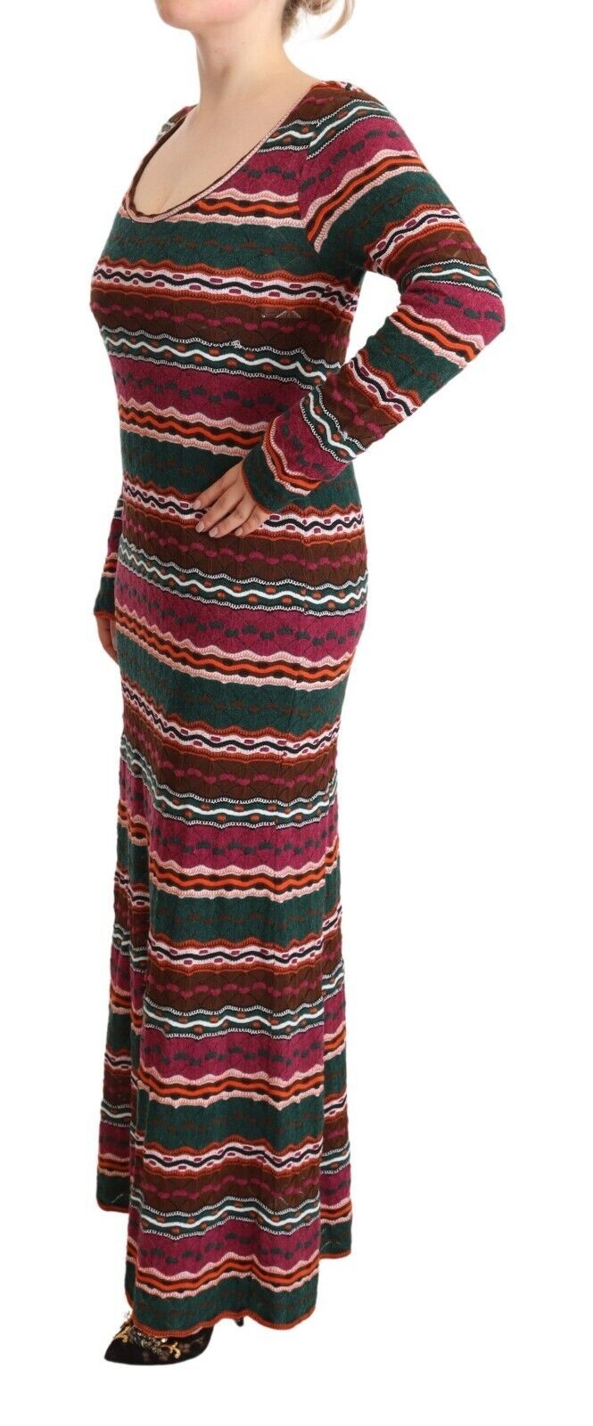 Missoni Mehrfarbig gestreiftes Maxikleid aus Wolle
