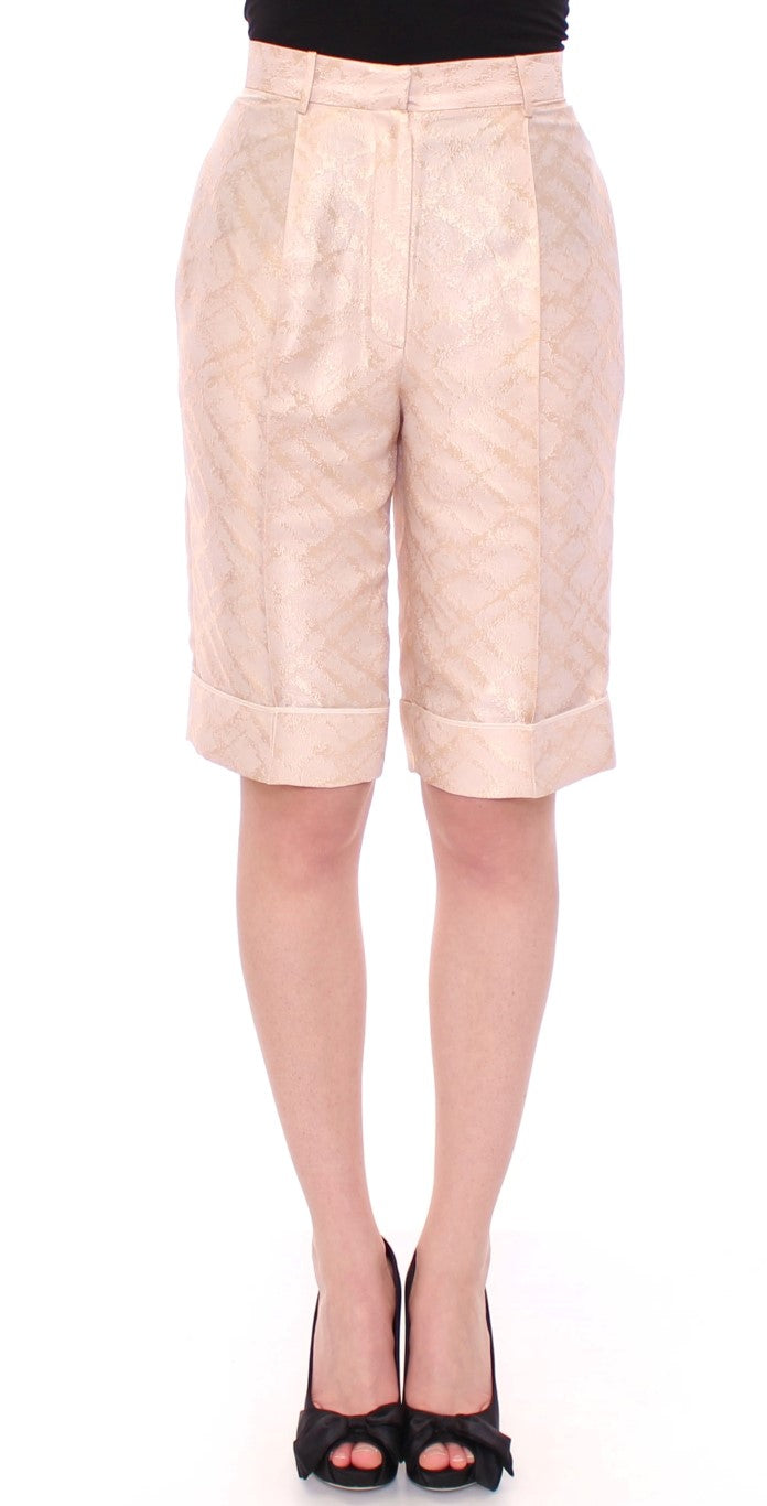 Zeyneptosun Beige Brokat Shorts über dem Knie