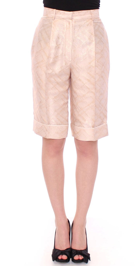 Zeyneptosun Beige Brokat Shorts über dem Knie