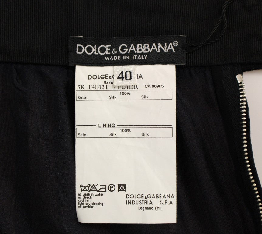 Dolce & Gabbana Schwarzer transparenter Seidenrock über den Knien