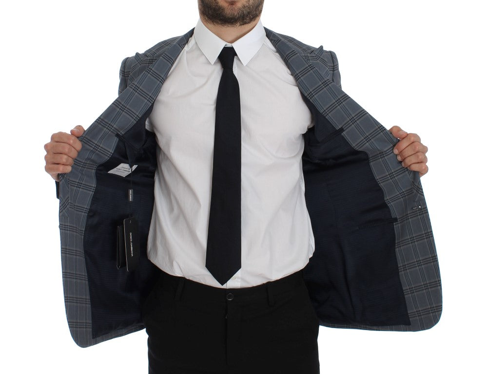 Dolce & Gabbana Blau karierte Slim Fit Blazer Jacke