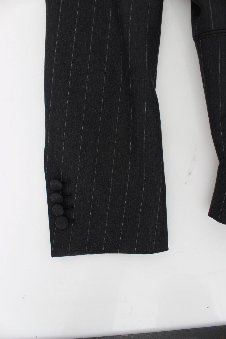 Dolce & Gabbana Grauer gestreifter Slim Fit Wollblazer