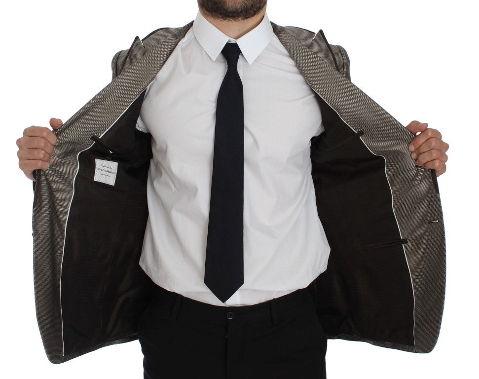 Dolce & Gabbana Brauner Slim Fit Seidenblazer mit zwei Knöpfen