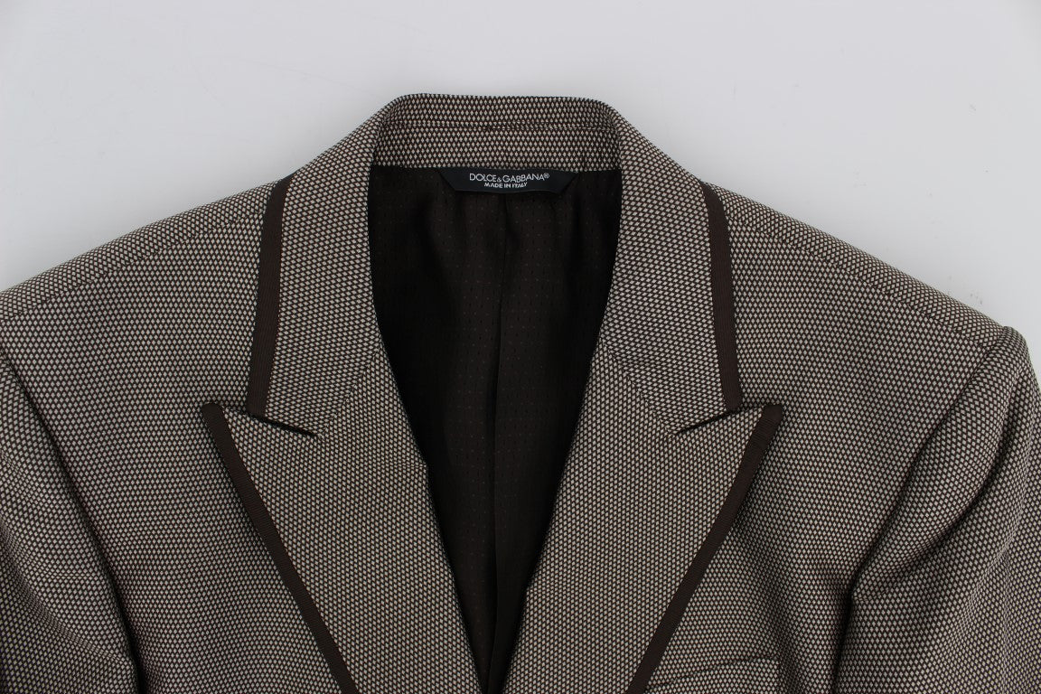 Dolce & Gabbana Brauner Slim Fit Seidenblazer mit zwei Knöpfen
